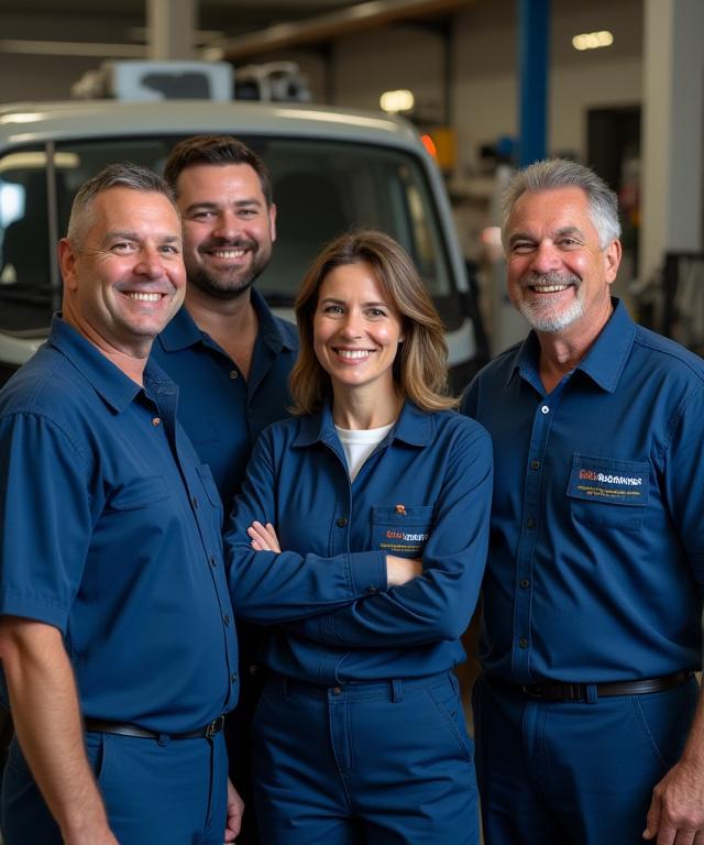 El equipo de Islas Rodantes posando sonriente en su taller